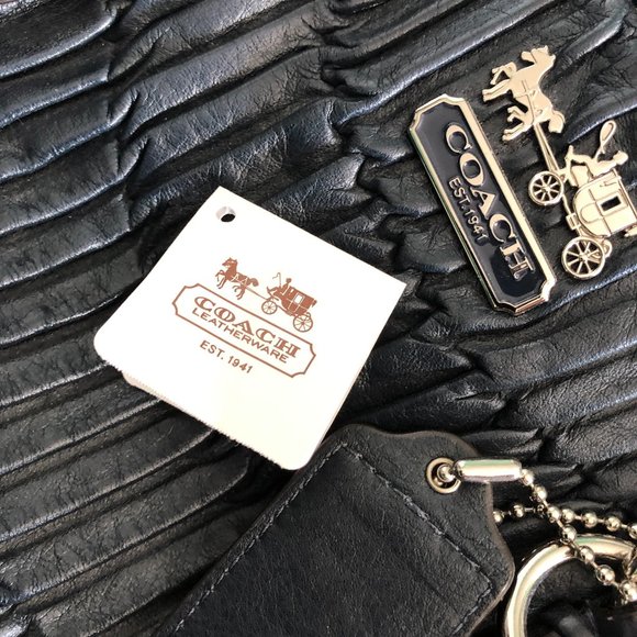 COACH "Madison Gathered" Pleated Leather Carry All Rare Midnight Color NWT - Picture 4 of 12